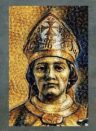 Illustration of a person wearing ornate religious bishop clothing, including a gold mitre with a star symbol and detailed decorations, looking forward with a neutral expression.